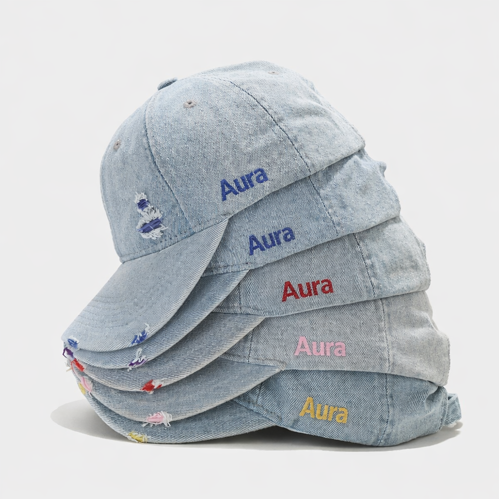 Aura - Vintage Washed Denim Cap – Unisex Street Style Snapback