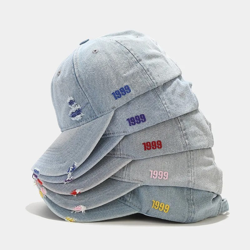 Vintage Washed Denim Cap – Unisex Street Style Snapback