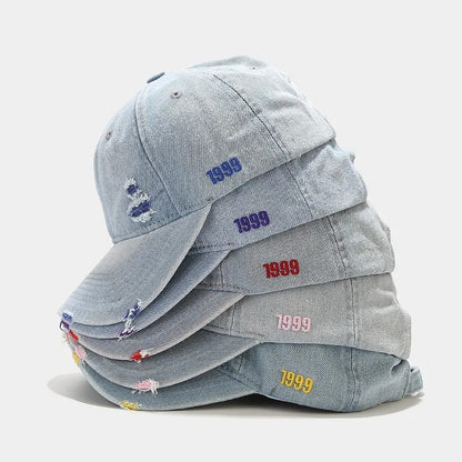 Vintage Washed Denim Cap – Unisex Street Style Snapback