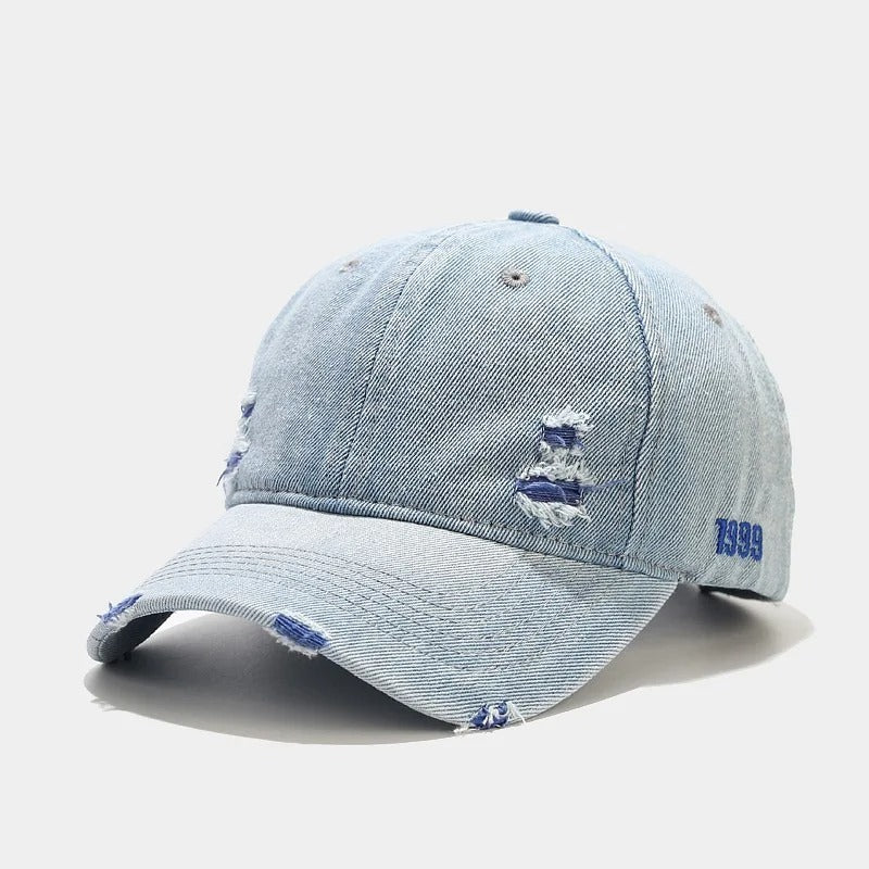 Vintage Washed Denim Cap – Unisex Street Style Snapback