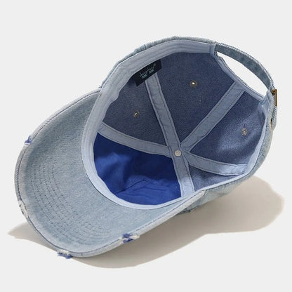 Aura - Vintage Washed Denim Cap – Unisex Street Style Snapback