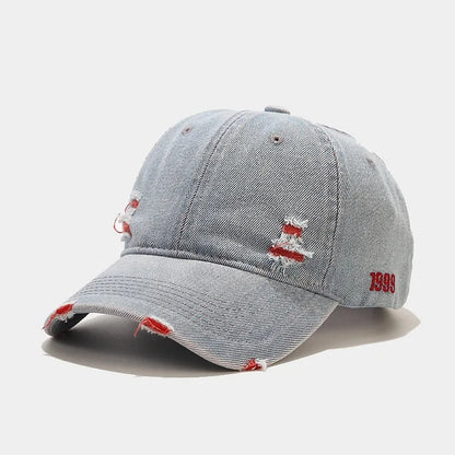 Vintage Washed Denim Cap – Unisex Street Style Snapback