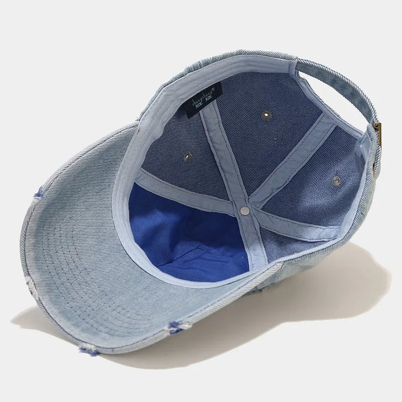Vintage Washed Denim Cap – Unisex Street Style Snapback