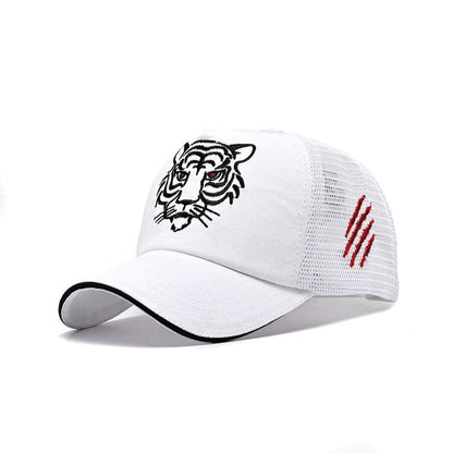 Embroidered Tiger Mesh Snapback Trucker Cap