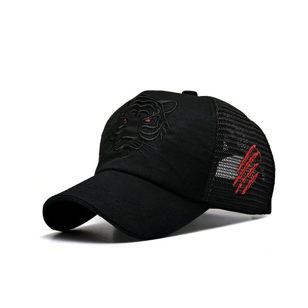 Embroidered Tiger Mesh Snapback Trucker Cap