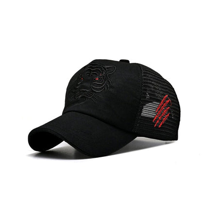 Embroidered Tiger Mesh Snapback Trucker Cap