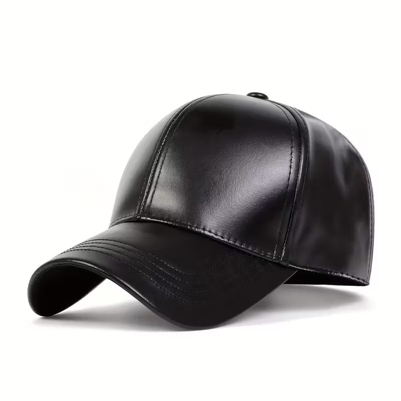 Men’s Faux Leather Snapback – Stylish Winter Cap